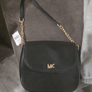 Michael Kors Black Crossbody Bag with Gold Accents